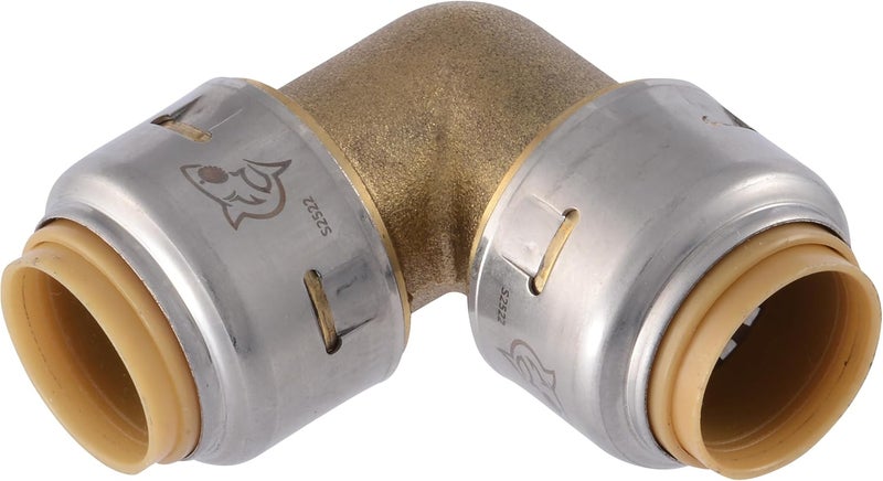SharkBite Max 1/2 x 1/2 in PTC 90-Degree Elbow, Push-to-Connect Brass Plumbing Fitting, UR248A - Image 1